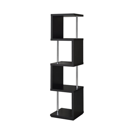 Baxter 4-Shelf Bookcase Black And Chrome - Ella Furniture