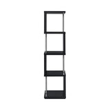 Baxter 4-Shelf Bookcase Black And Chrome - Ella Furniture