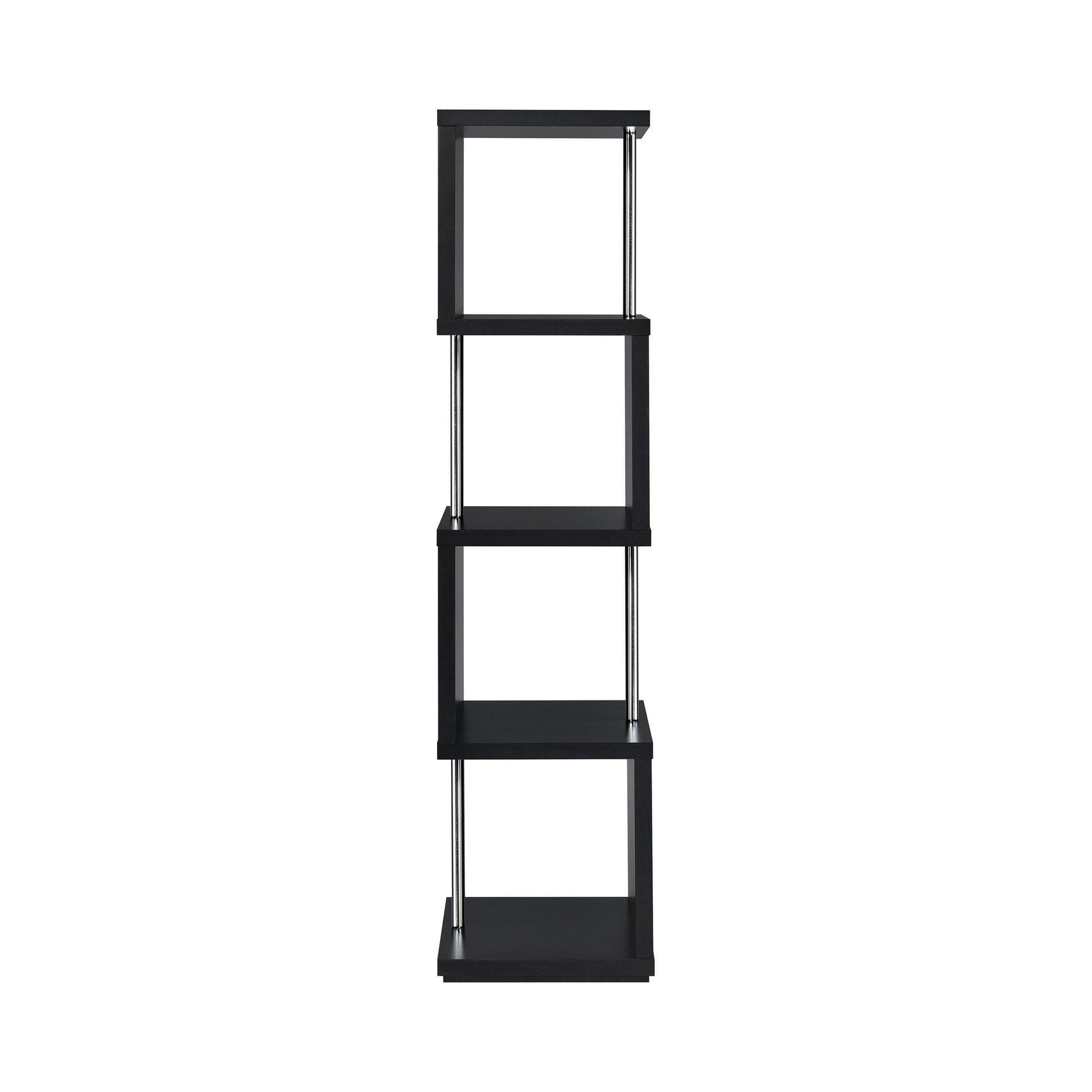 Baxter 4-Shelf Bookcase Black And Chrome - Ella Furniture