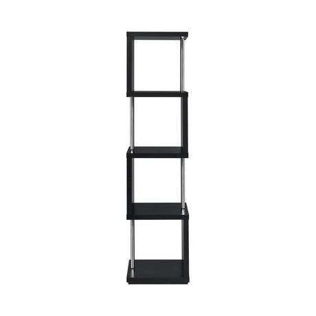 Baxter 4-Shelf Bookcase Black And Chrome - Ella Furniture