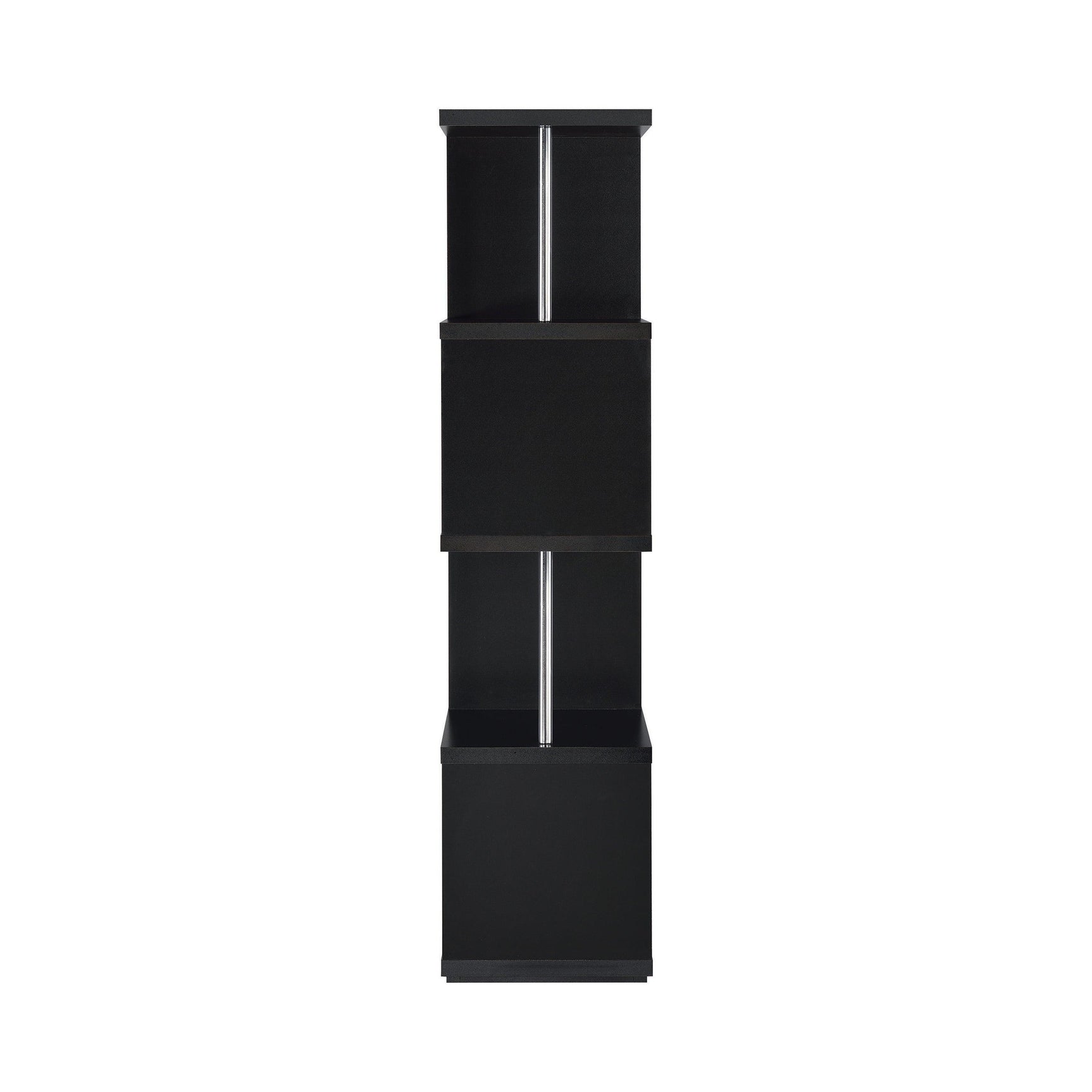 Baxter 4-Shelf Bookcase Black And Chrome - Ella Furniture