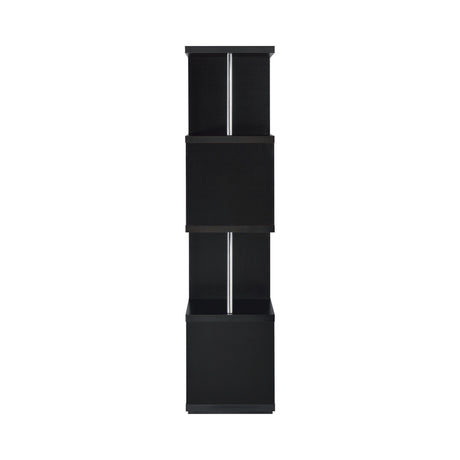 Baxter 4-Shelf Bookcase Black And Chrome - Ella Furniture
