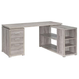 Yvette Naturak Driftwood L-shape Office Desk - Ella Furniture