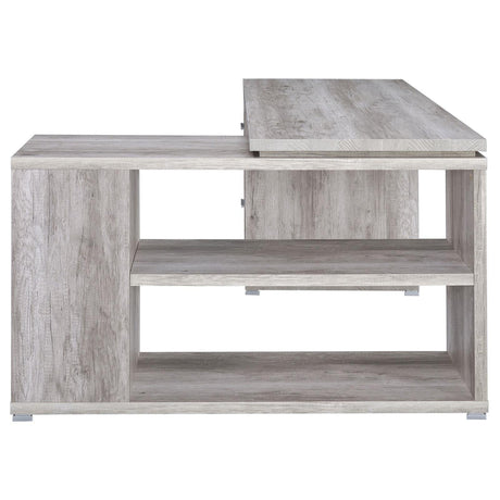 Yvette Naturak Driftwood L-shape Office Desk - Ella Furniture