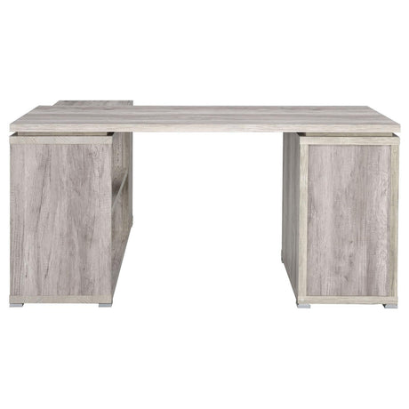 Yvette Naturak Driftwood L-shape Office Desk - Ella Furniture