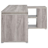 Yvette Naturak Driftwood L-shape Office Desk - Ella Furniture