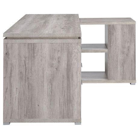 Yvette Naturak Driftwood L-shape Office Desk - Ella Furniture