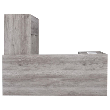Yvette Naturak Driftwood L-shape Office Desk - Ella Furniture