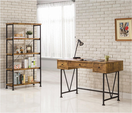 Analiese 4-Shelf Bookcase Antique Nutmeg - Ella Furniture