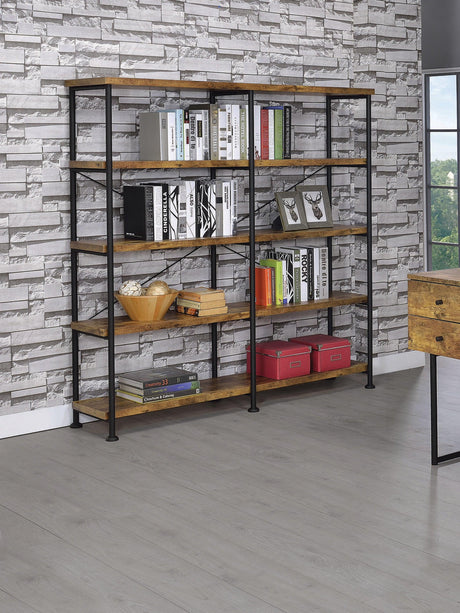Analiese 4-Shelf Bookcase Antique Nutmeg - Ella Furniture