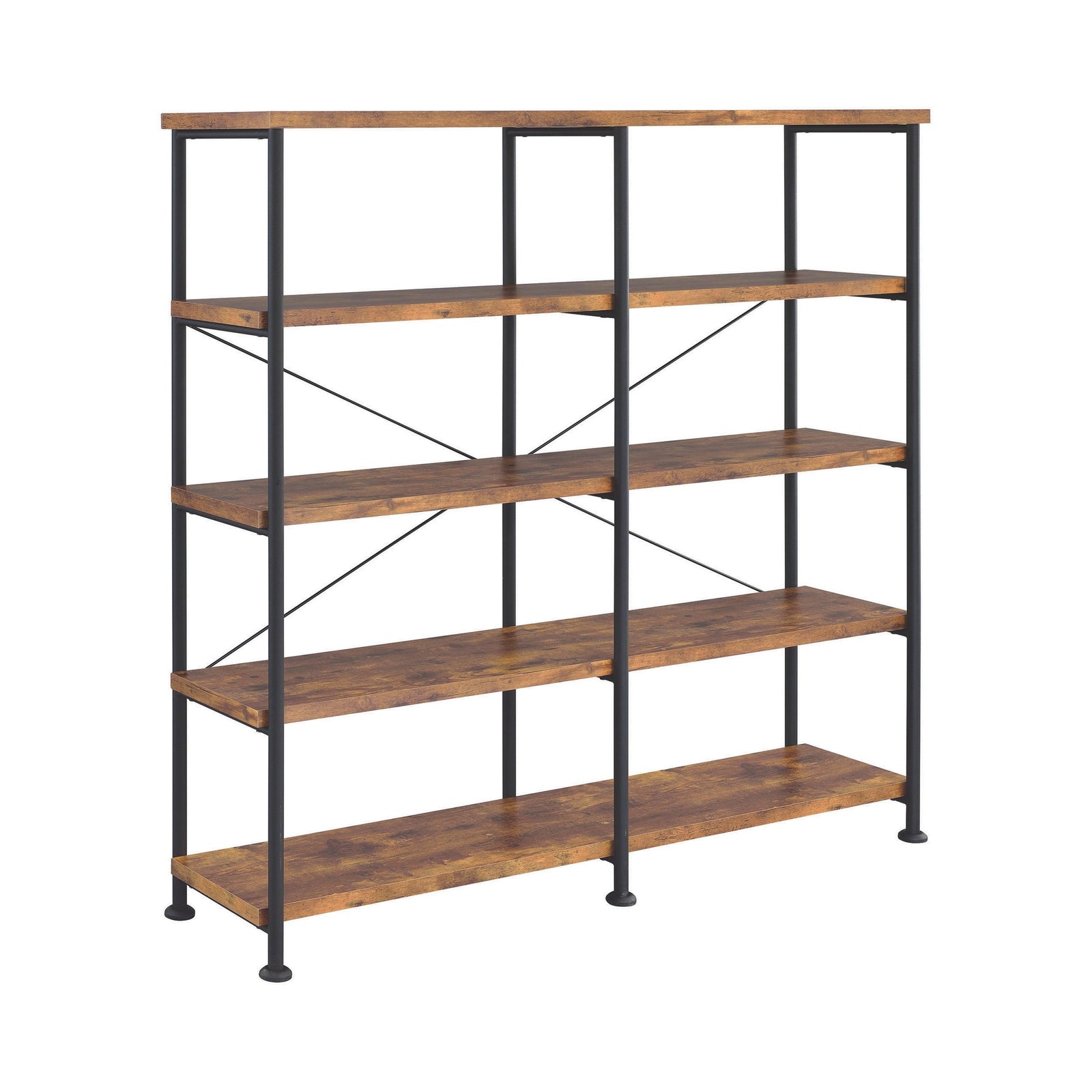 Analiese 4-Shelf Open Bookcase Antique Nutmeg - Ella Furniture