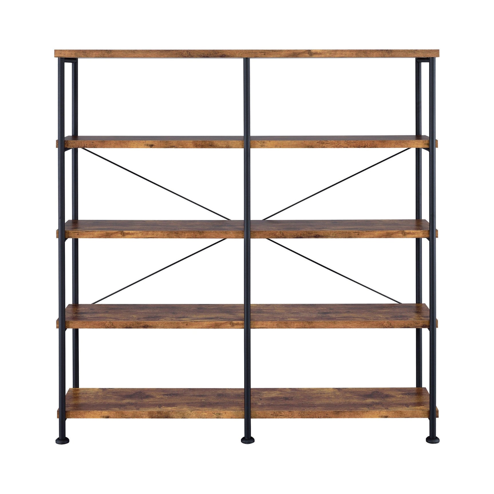 Analiese 4-Shelf Open Bookcase Antique Nutmeg - Ella Furniture