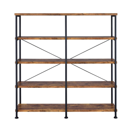 Analiese 4-Shelf Open Bookcase Antique Nutmeg - Ella Furniture