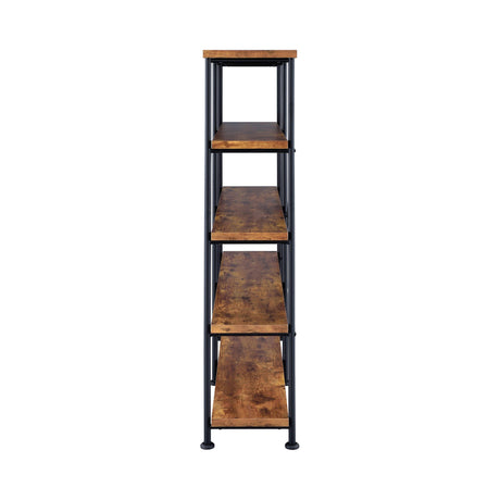 Analiese 4-Shelf Open Bookcase Antique Nutmeg - Ella Furniture