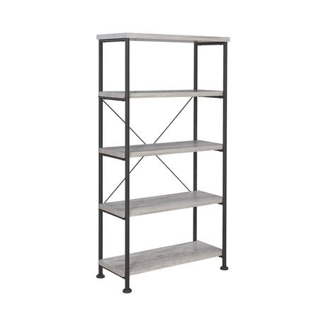 Analiese 4-Shelf Open Bookcase Grey Driftwood - Ella Furniture
