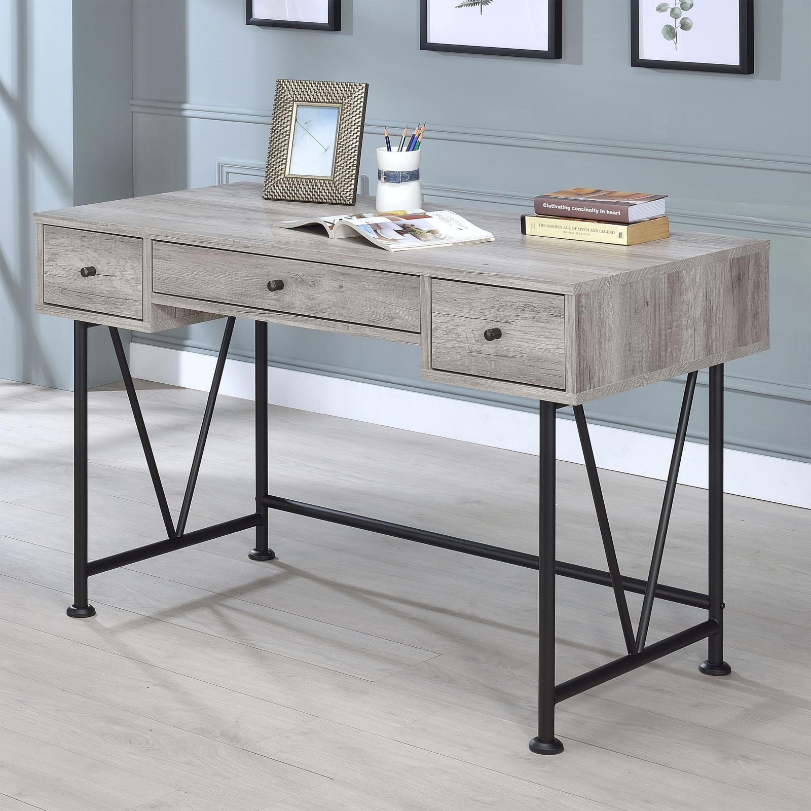 Analiese Constrasting Grey Driftwood Writing Desk 801549 - Ella Furniture