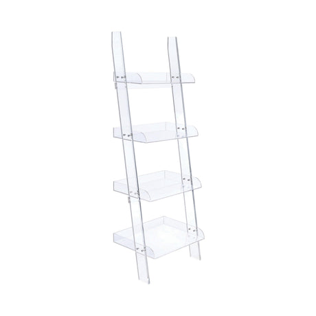Amaturo 4-Shelf Ladder Bookcase Clear - Ella Furniture