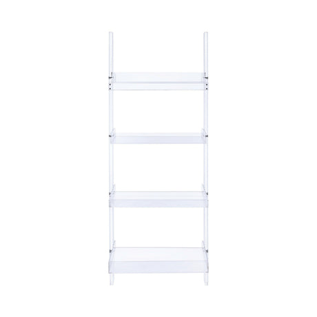 Amaturo 4-Shelf Ladder Bookcase Clear - Ella Furniture