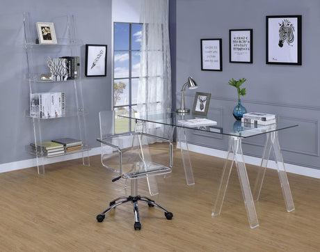 Amaturo 4-Shelf Ladder Bookcase Clear - Ella Furniture