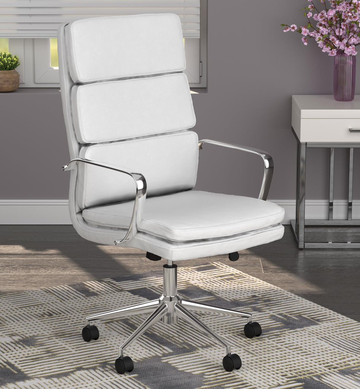 Chrome Upholstered Office Chair 801746 - Ella Furniture