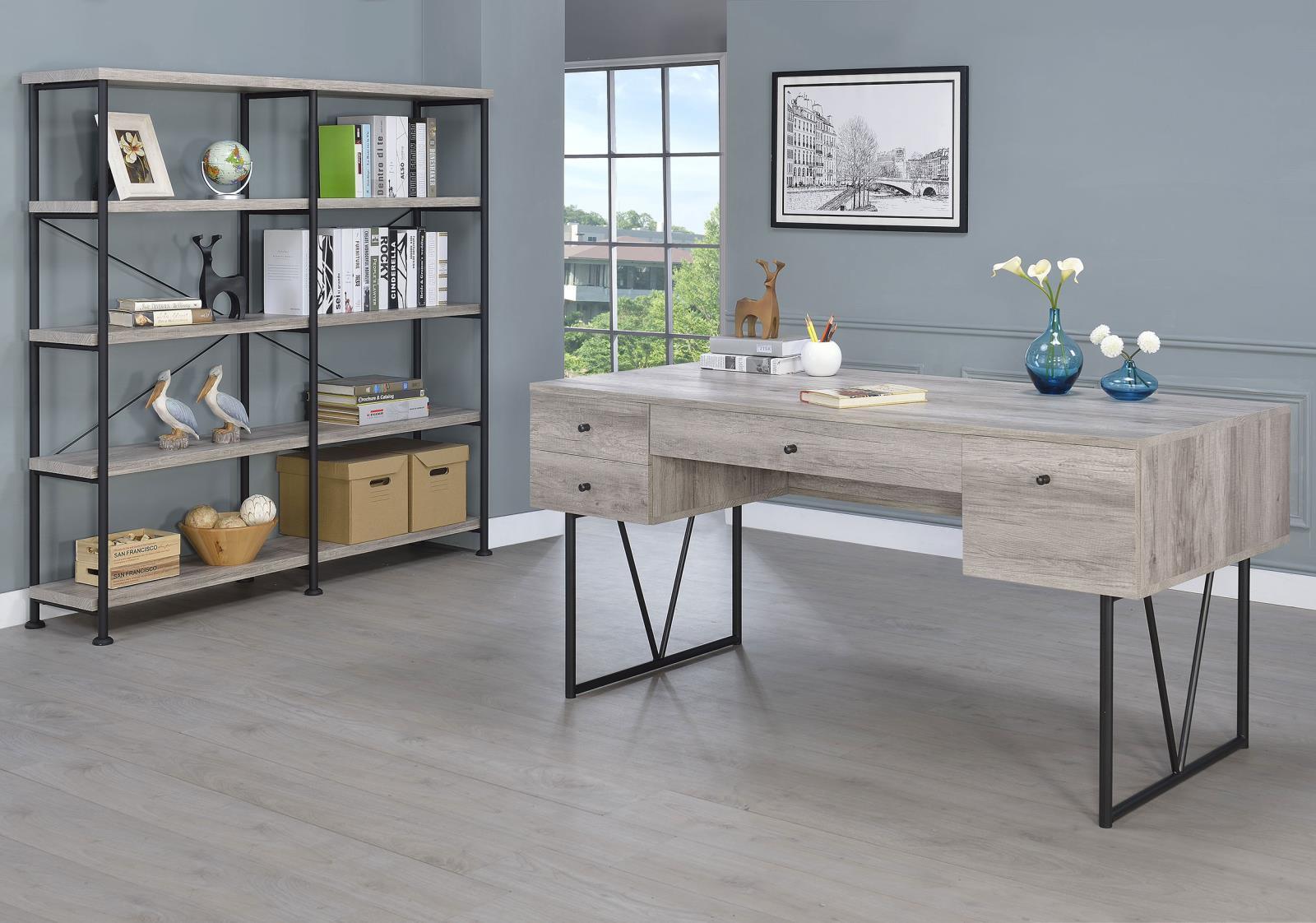 Analiese Grey Driftwood Writing Desk - Ella Furniture