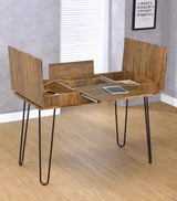 Sheeran Rustic Amber Writing Desk W/ Outlet - Ella Furniture