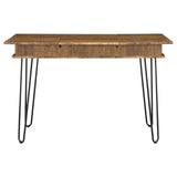 Sheeran Rustic Amber Writing Desk W/ Outlet - Ella Furniture