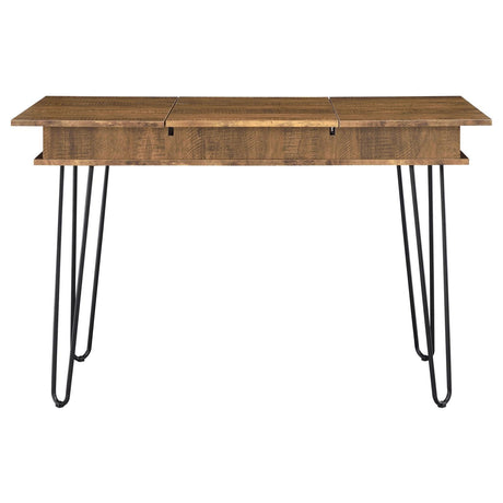 Sheeran Rustic Amber Writing Desk W/ Outlet - Ella Furniture