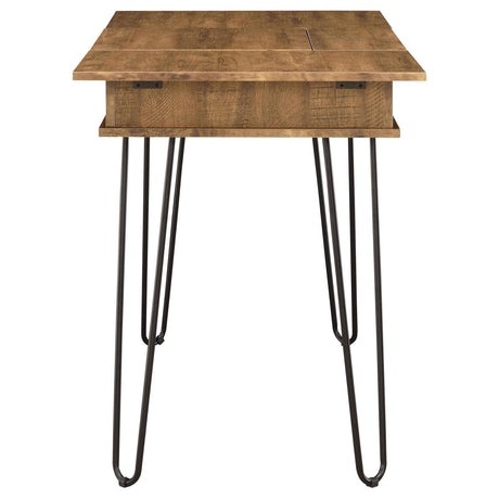Sheeran Rustic Amber Writing Desk W/ Outlet - Ella Furniture