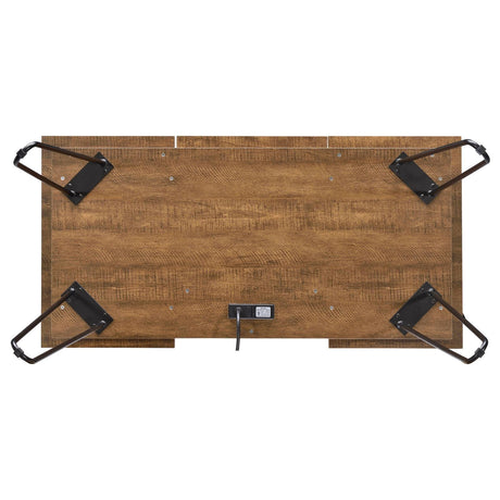 Sheeran Rustic Amber Writing Desk W/ Outlet - Ella Furniture