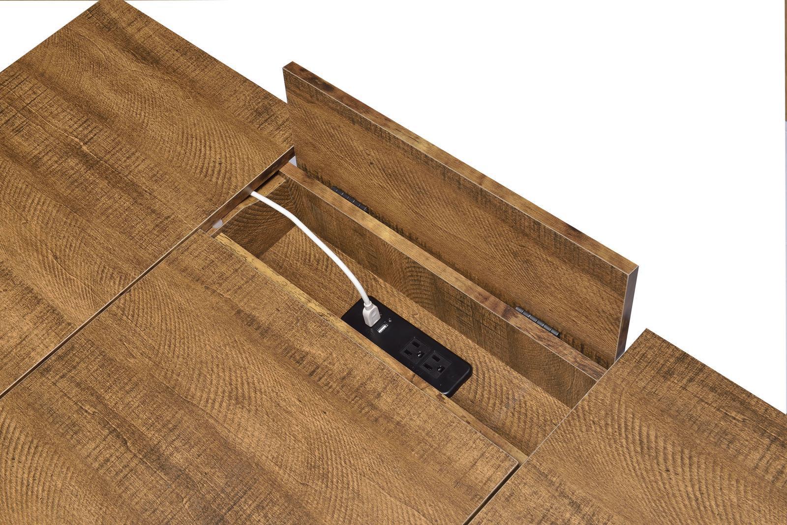 Sheeran Rustic Amber Writing Desk W/ Outlet - Ella Furniture