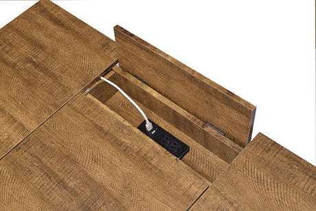 Sheeran Rustic Amber Writing Desk W/ Outlet - Ella Furniture