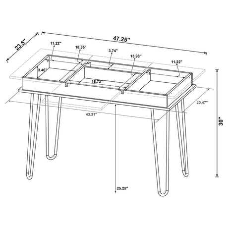 Sheeran Rustic Amber Writing Desk W/ Outlet - Ella Furniture