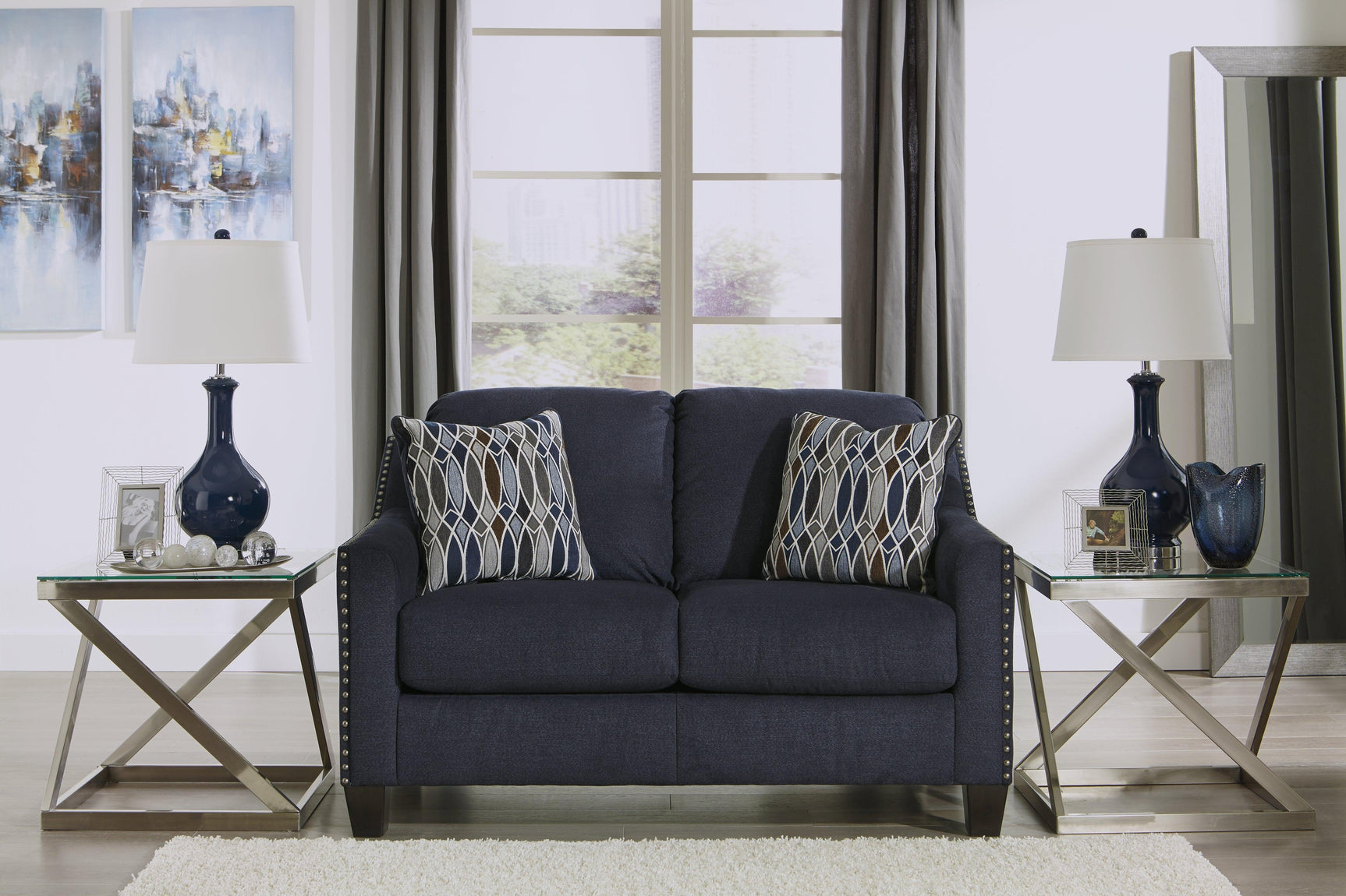 Creeal Heights Ink Chenille Loveseat - Ella Furniture