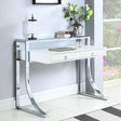 Gemma Glossy White/chrome Writing Desk - Ella Furniture
