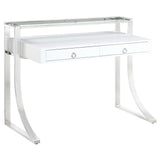 Gemma Glossy White/chrome Writing Desk - Ella Furniture