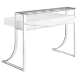 Gemma Glossy White/chrome Writing Desk - Ella Furniture