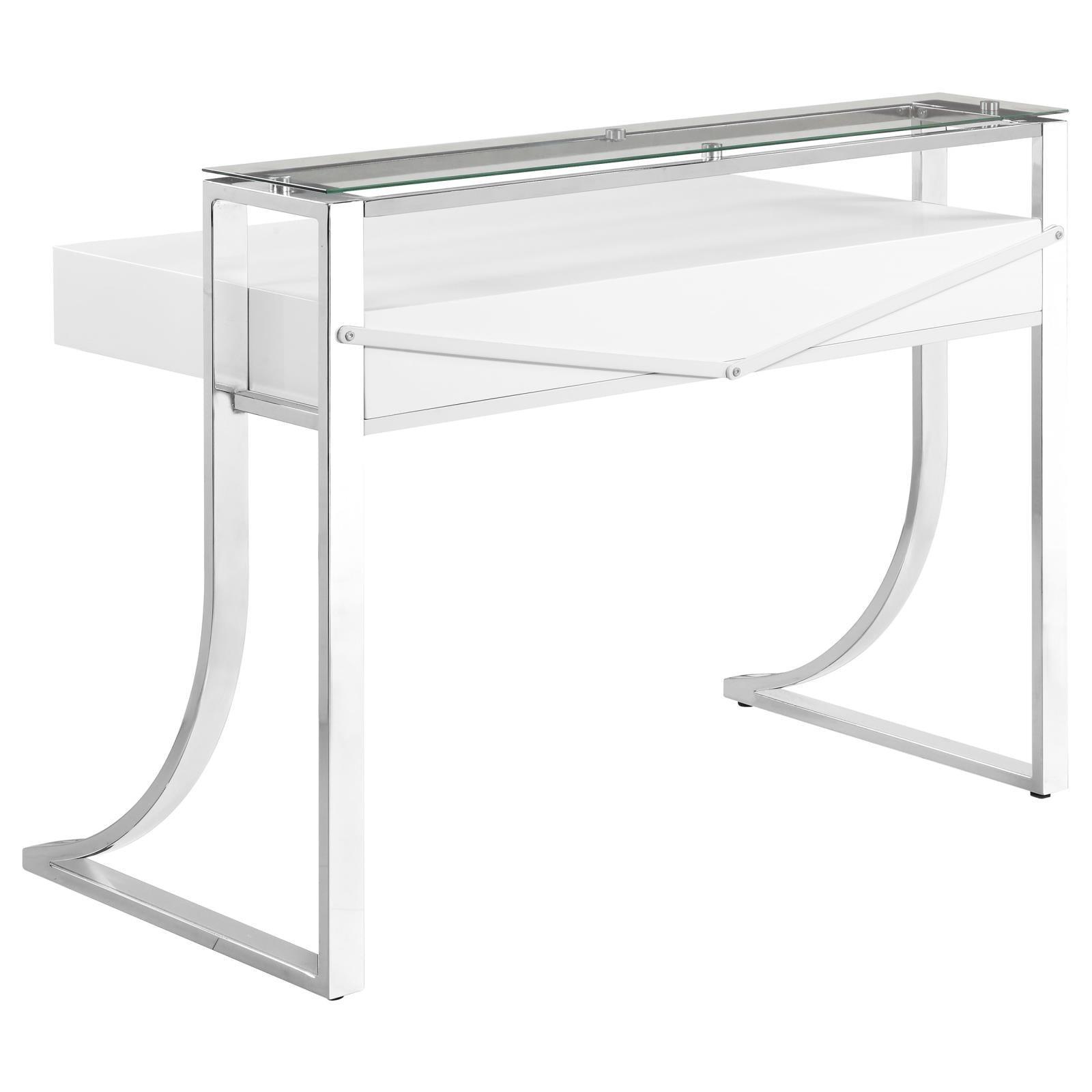 Gemma Glossy White/chrome Writing Desk - Ella Furniture