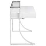 Gemma Glossy White/chrome Writing Desk - Ella Furniture