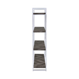 Grimma 4-Shelf Bookcase Rustic Grey Herringbone - Ella Furniture