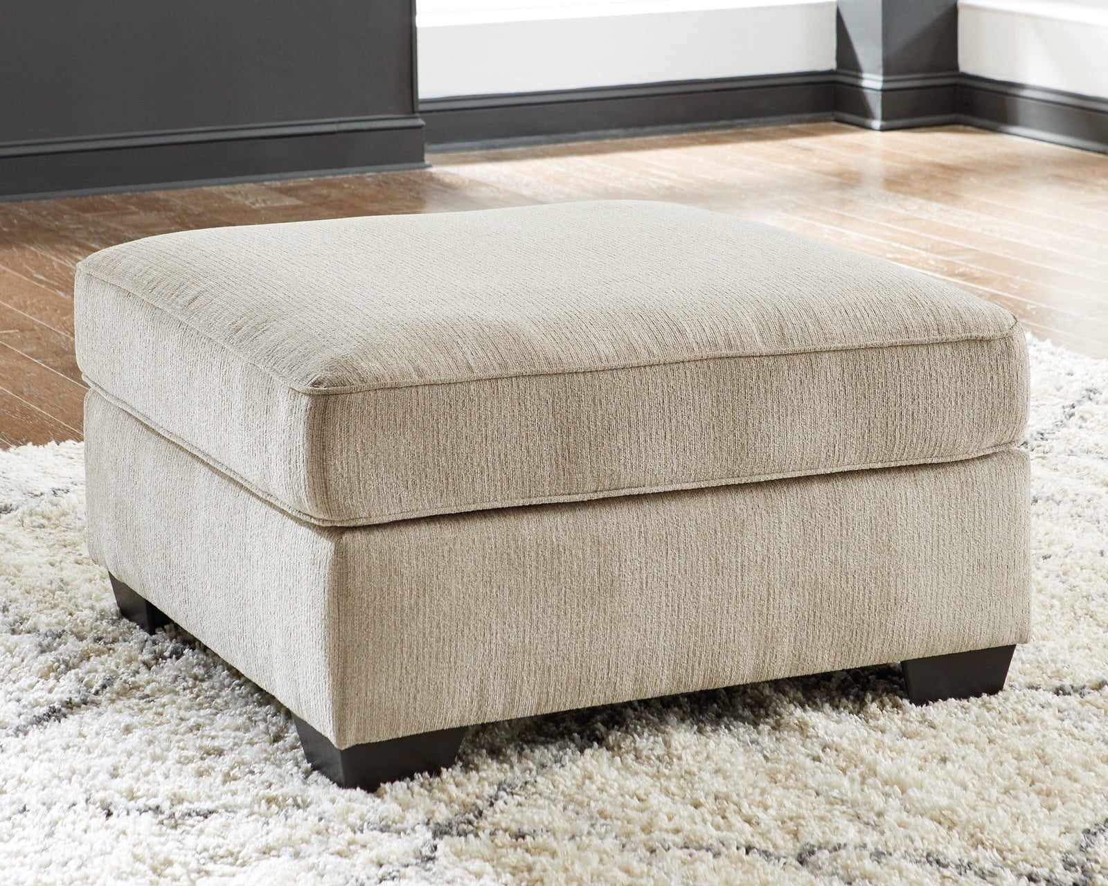 Decelle Putty Chenille Oversized Accent Ottoman - Ella Furniture