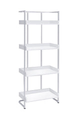 Ember 4-Shelf Bookcase White High Gloss And Chrome - Ella Furniture