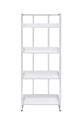 Ember 4-Shelf Bookcase White High Gloss And Chrome - Ella Furniture