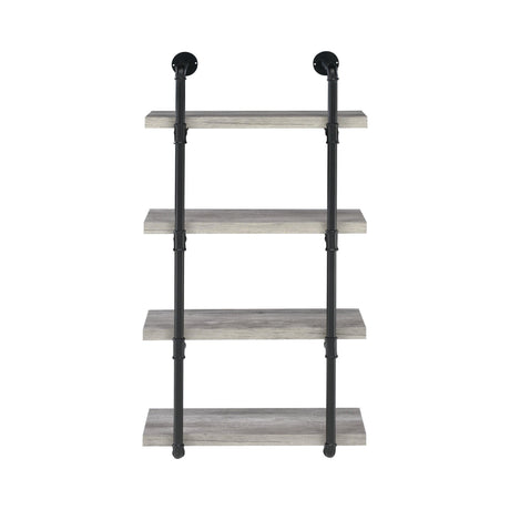 Elmcrest 24-Inch Wall Shelf Black And Grey Driftwood - Ella Furniture