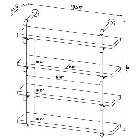 Elmcrest 40-Inch Wall Shelf Black And Rustic Oak - Ella Furniture