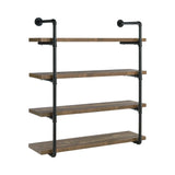 Elmcrest 40-Inch Wall Shelf Black And Rustic Oak - Ella Furniture