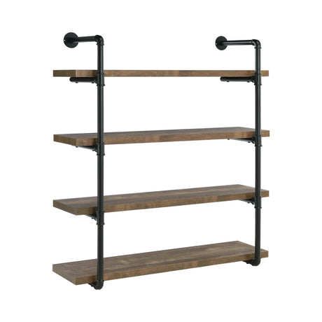 Elmcrest 24-Inch Wall Shelf Black And Rustic Oak - Ella Furniture
