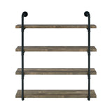 Elmcrest 40-Inch Wall Shelf Black And Rustic Oak - Ella Furniture