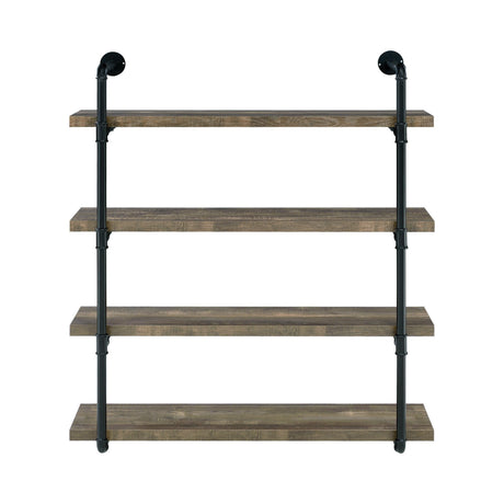 Elmcrest 40-Inch Wall Shelf Black And Rustic Oak - Ella Furniture