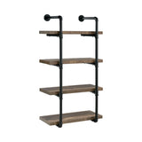 Elmcrest 24-Inch Wall Shelf Black And Rustic Oak - Ella Furniture